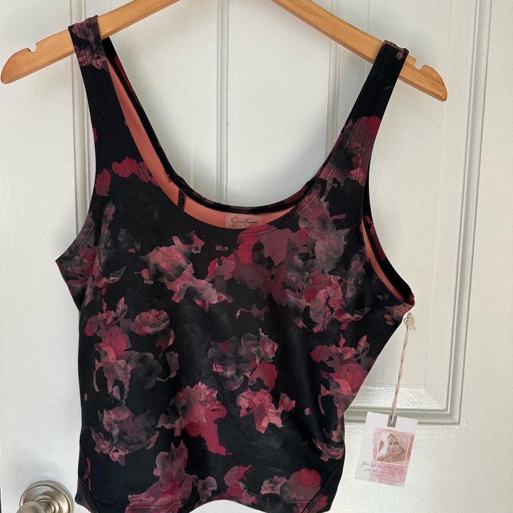 Jessica Simpson Active Floral Top in Pink and Black